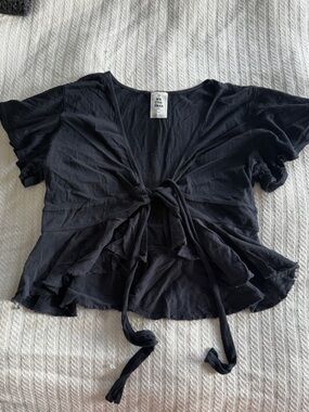 Free People ruffle wrap shirt